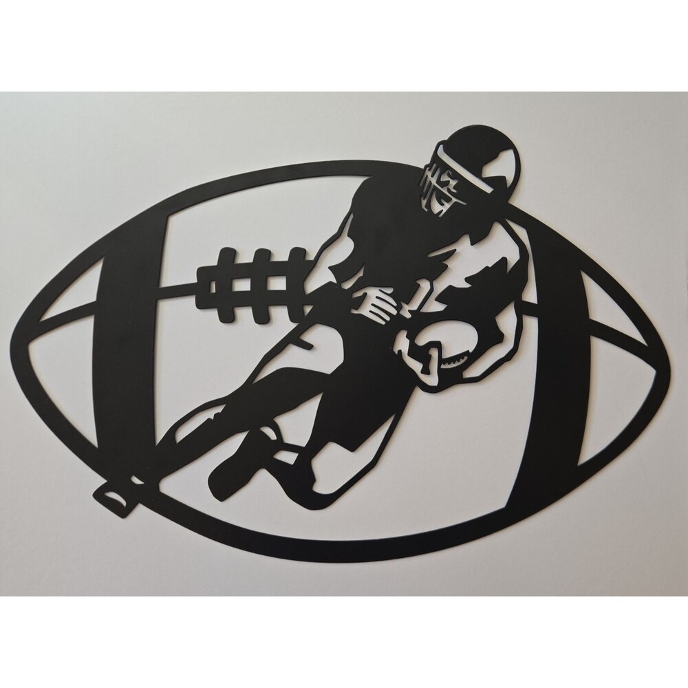 Die Cut Football Metal Wall Art Black